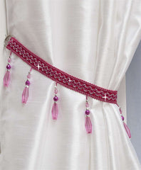 Crystal Beaded Curtain Tie Back (Fuchsia)