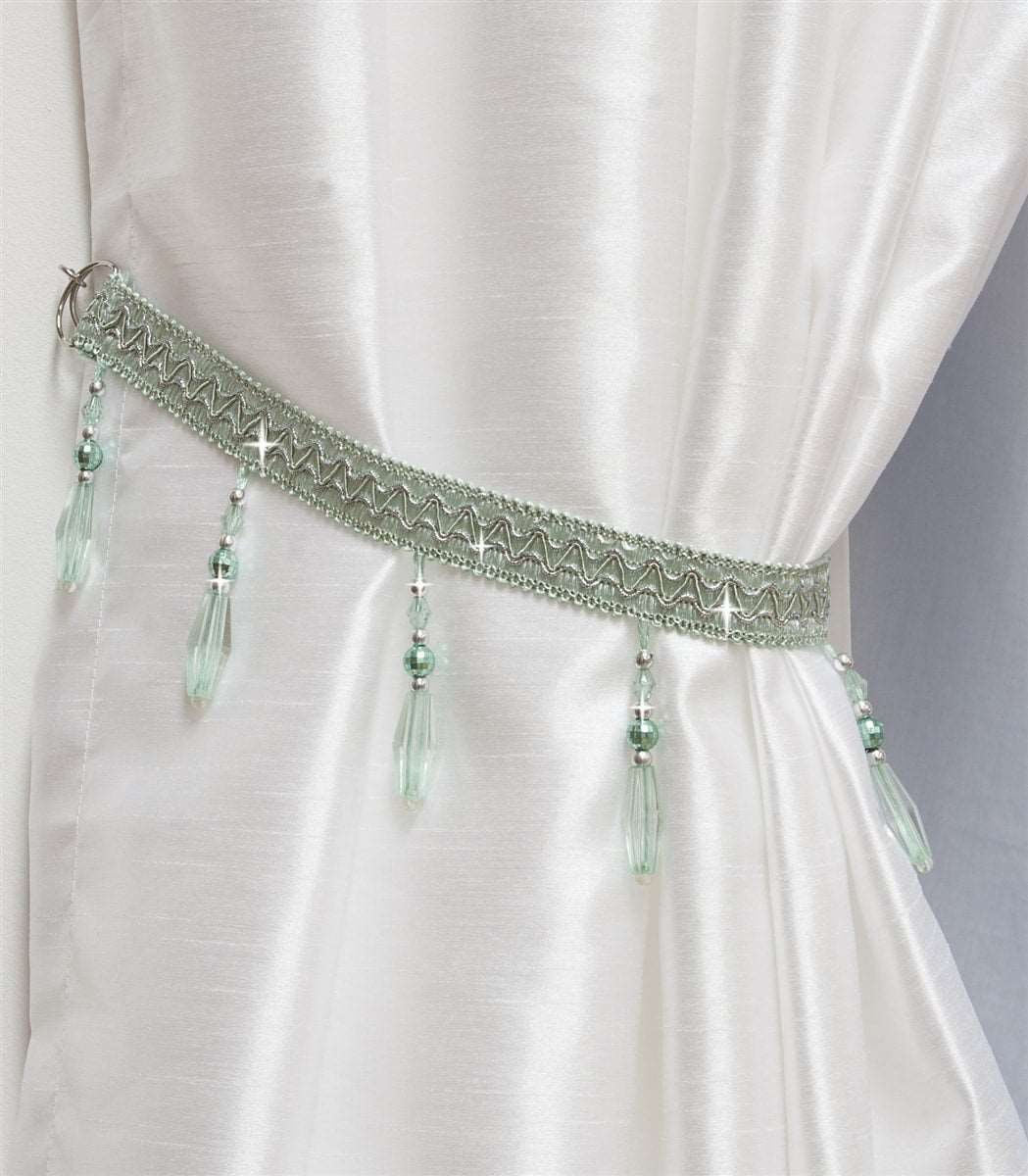 Crystal Beaded Curtain Tie Back (Pastel Green)