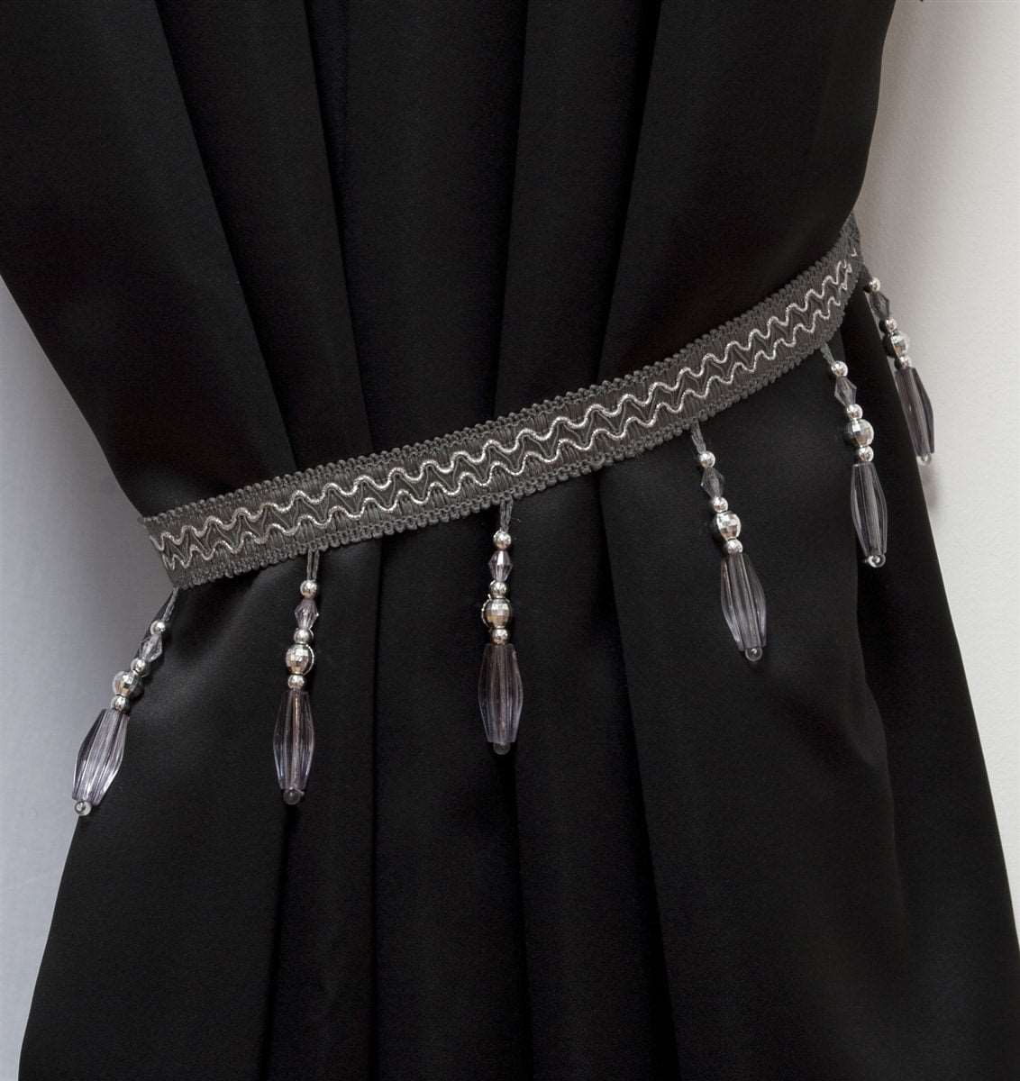 Crystal Beaded Curtain Tie Back (Grey)
