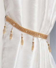 Crystal Beaded Curtain Tie Back (Latte)