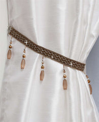 Crystal Beaded Curtain Tie Back (Mocha)