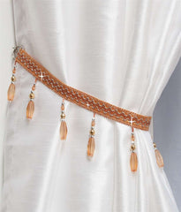 Crystal Beaded Curtain Tie Back (Orange)