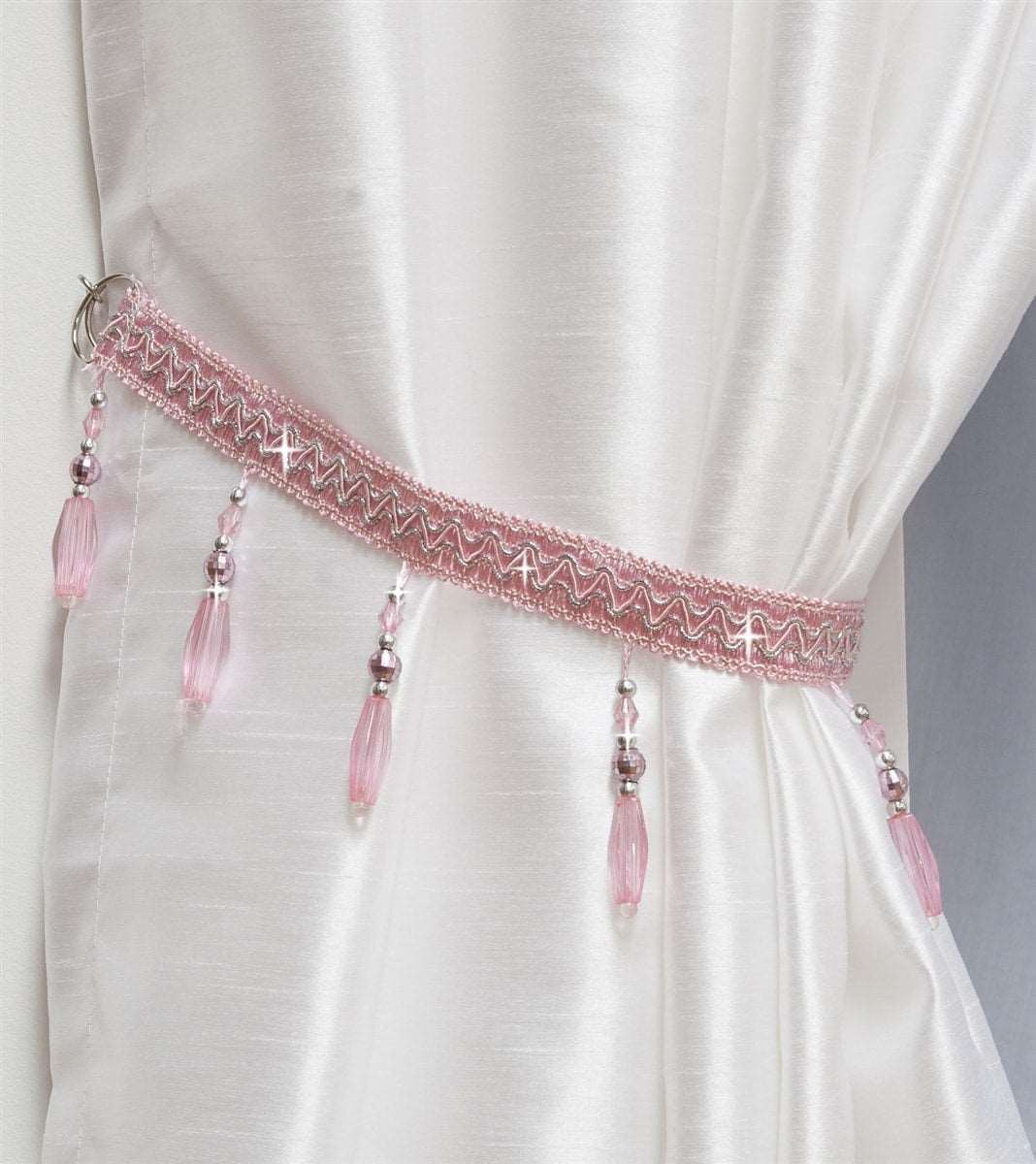 Crystal Beaded Curtain Tie Back (Pink)