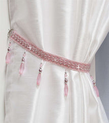 Crystal Beaded Curtain Tie Back (Pink)