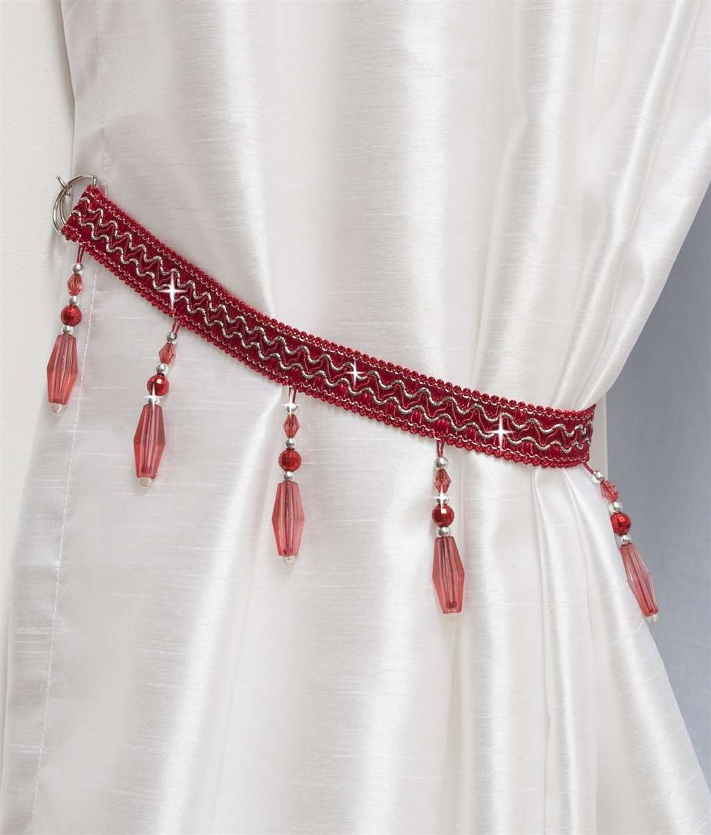 Crystal Beaded Curtain Tie Back (Red)