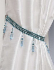 Crystal Beaded Curtain Tie Back (Teal)