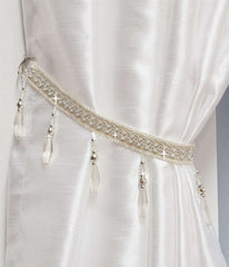 Crystal Beaded Curtain Tie Back (White)