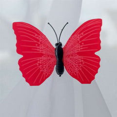 Butterfly Voile Curtain Blind With Matching Piping (Red)