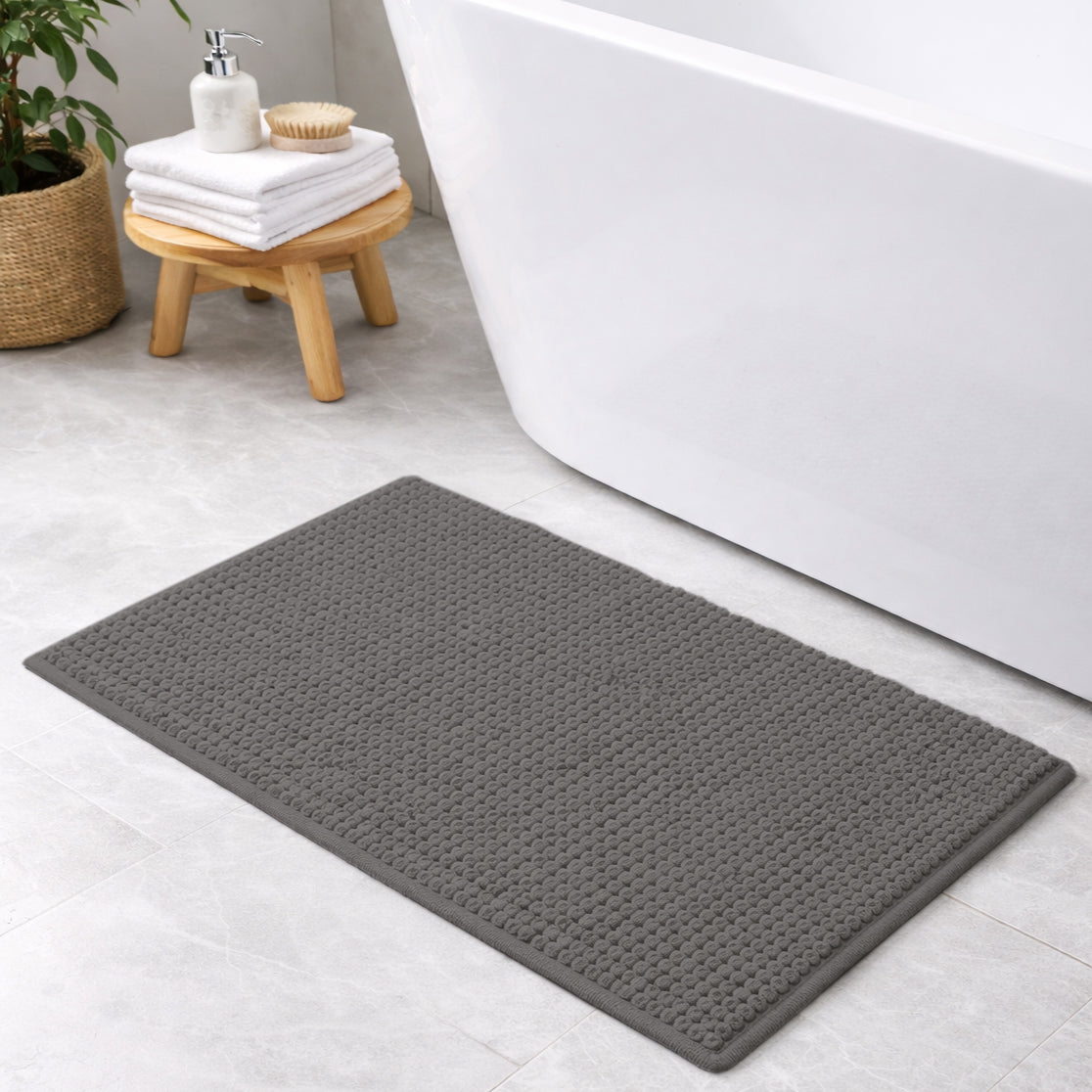 Chenille Bath Mat Non Slip Super Soft & Washable (Multiple Colours And Sizes)