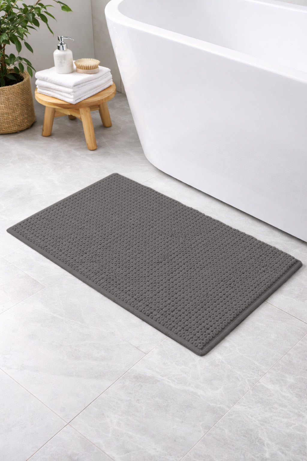 Chenille Bath Mat Non Slip Super Soft & Washable (Multiple Colours And Sizes)