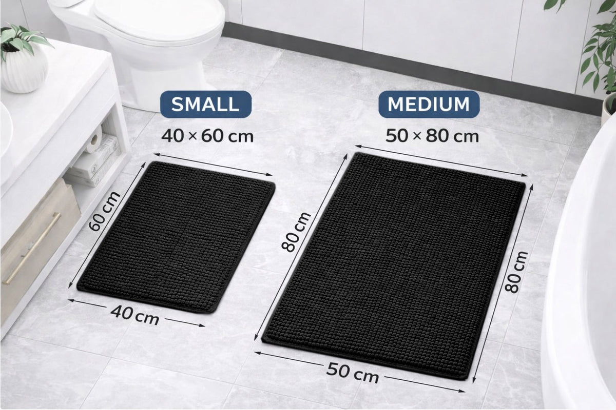 Chenille Bath Mat Non Slip Super Soft & Washable (Multiple Colours And Sizes)