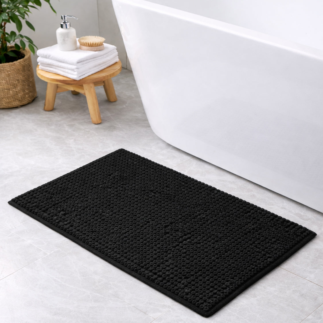 Chenille Bath Mat Non Slip Super Soft & Washable (Multiple Colours And Sizes)