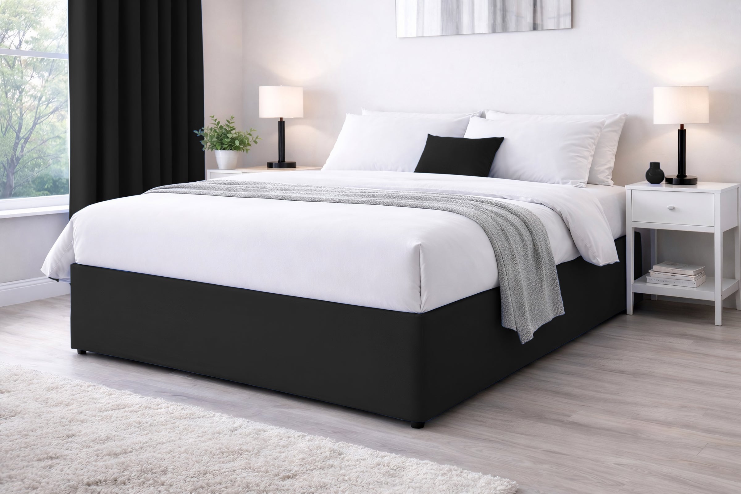 Elasticated Divan Bed Valance (Black)