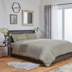 Chloe Crushed Velvet Duvet Cover Bedding Set - Mink Stone