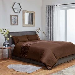 Chloe Crushed Velvet Duvet Cover Bedding Set - Chocolate