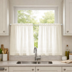 Lucy Pair Voile Slot Top Cafe Curtain Panels