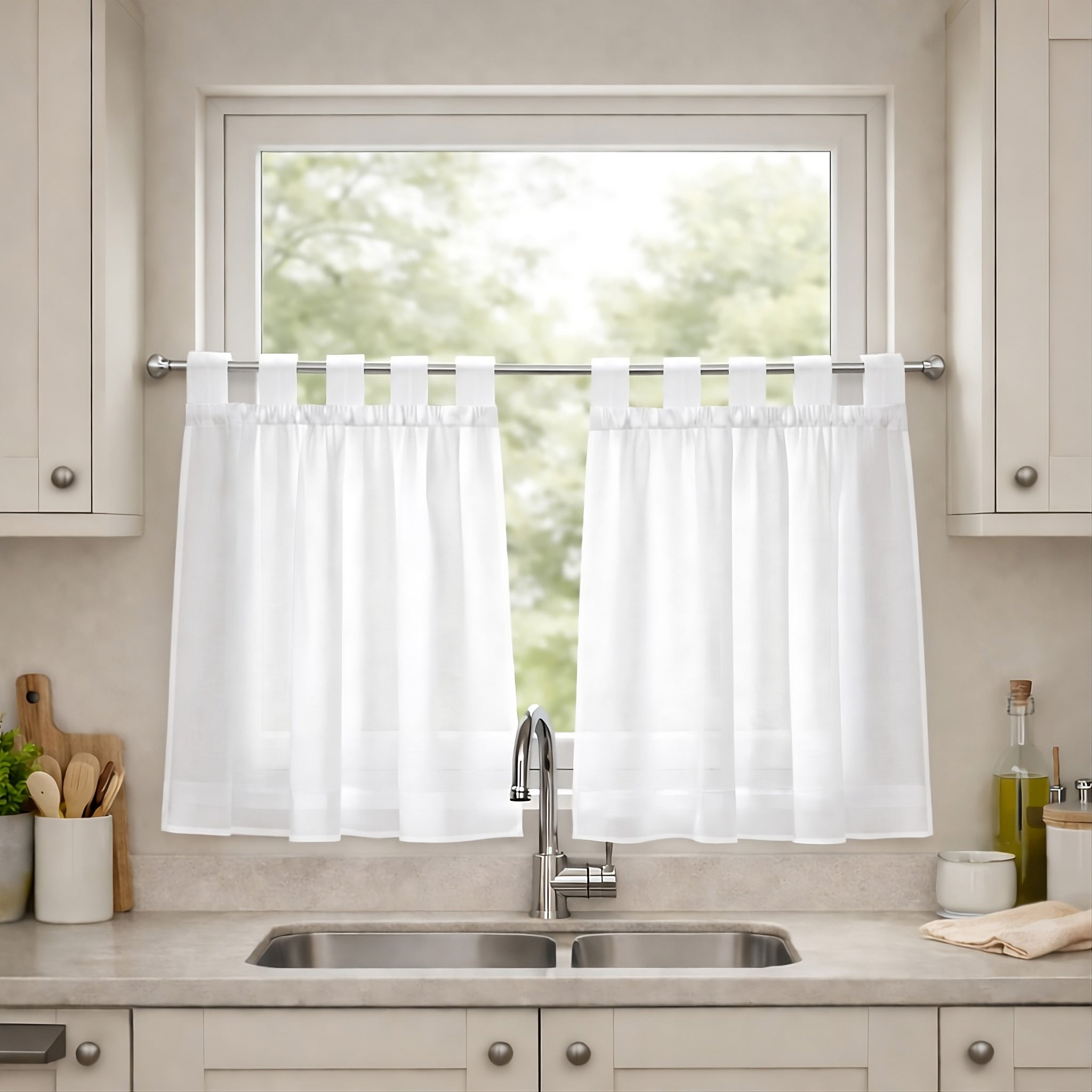 Lucy Pair Voile Tab Top Cafe Curtain Panels