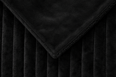 Ribbed Extra Thick Soft Faux Fur Throw (Black)