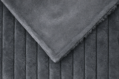 Ribbed Extra Thick Soft Faux Fur Throw (Grey)