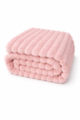 Ribbed Extra Thick Soft Faux Fur Throw (Pink)