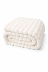 Ribbed Extra Thick Soft Faux Fur Throw (Ivory White)