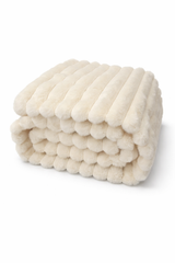 Ribbed Extra Thick Soft Faux Fur Throw (Cream)