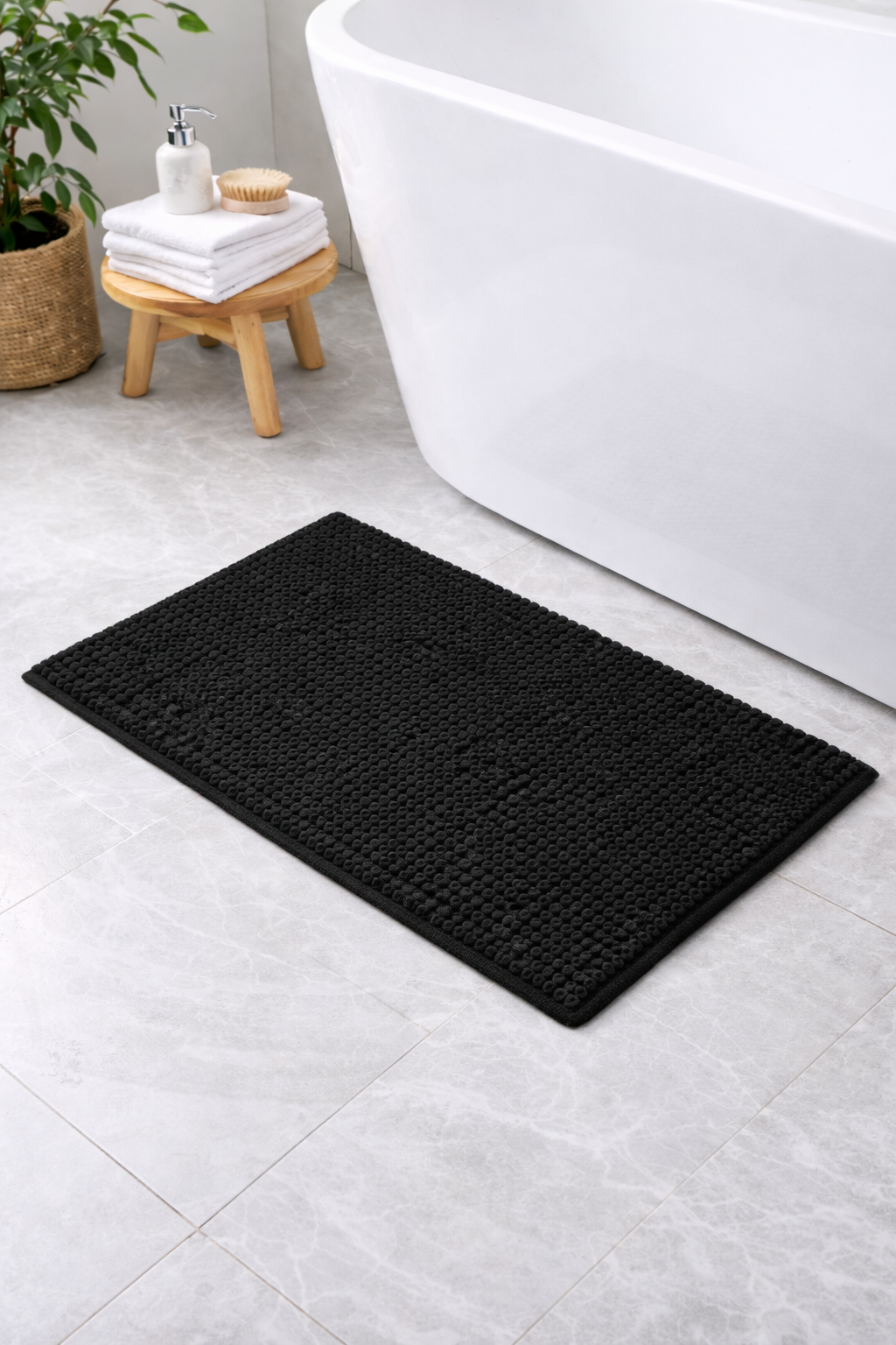 Chenille Bath Mat Non Slip Super Soft & Washable (Multiple Colours And Sizes)