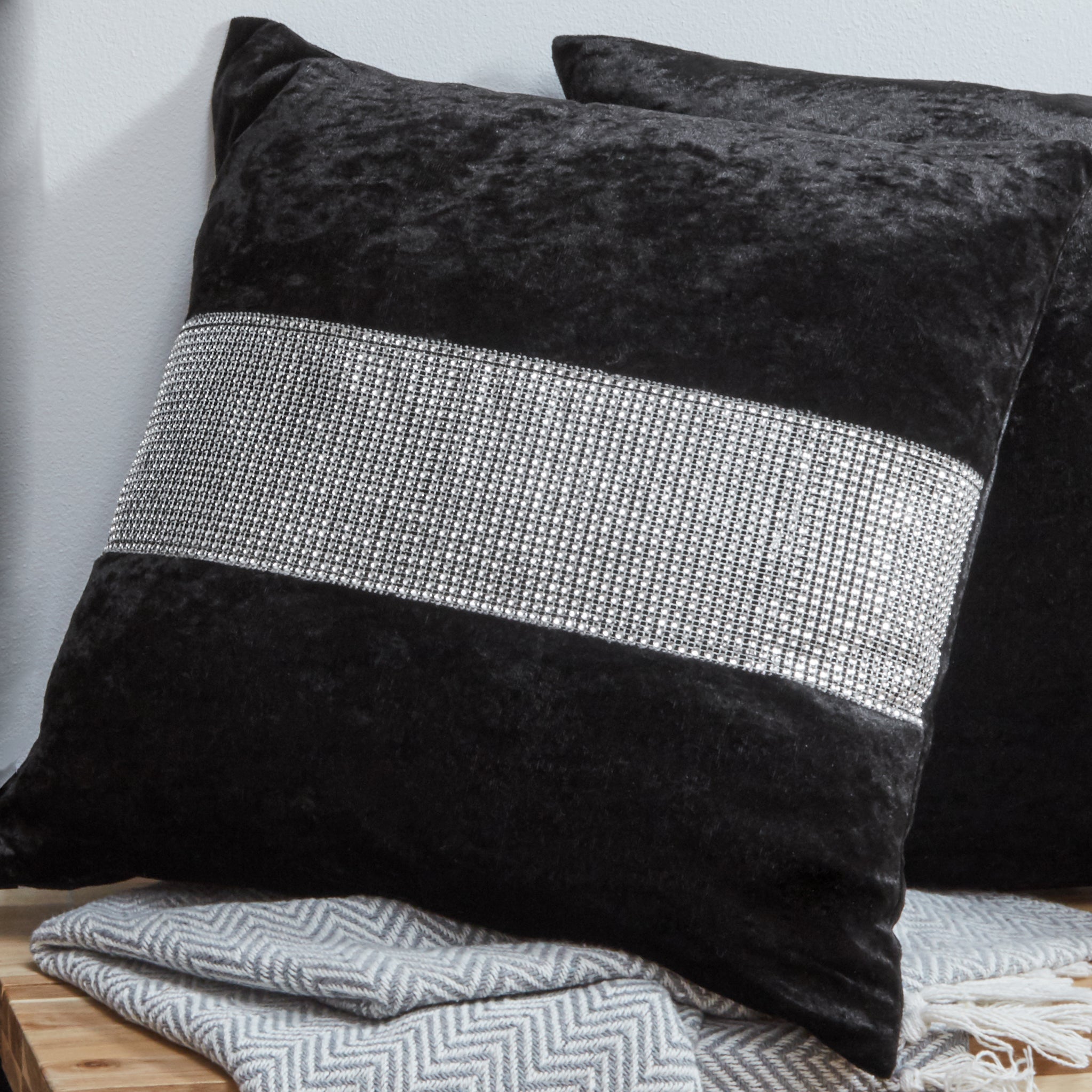 Crushed Velvet Diamante Cushion Covers 20 x 20"