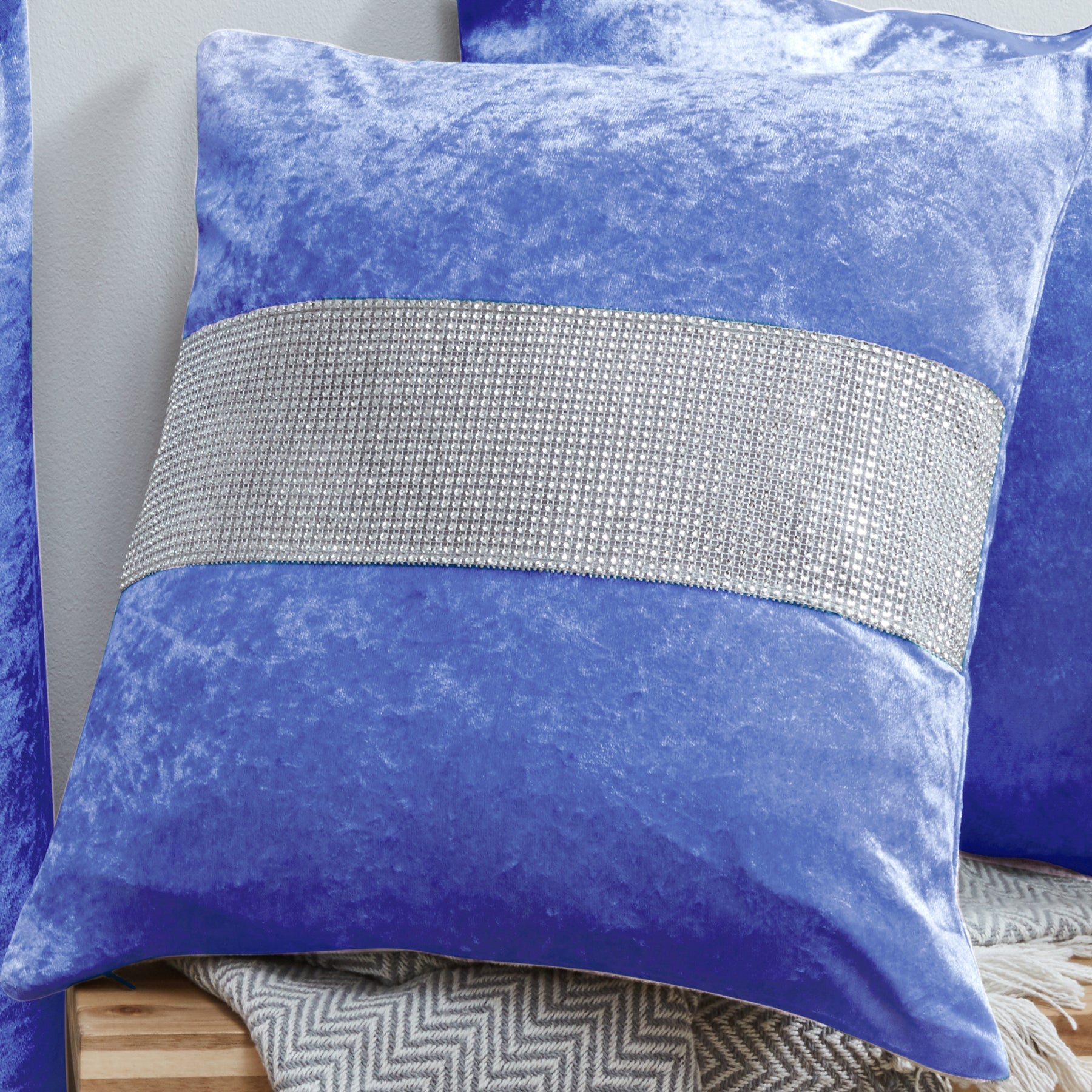 Crushed Velvet Diamante Cushion Covers 18 x 18"