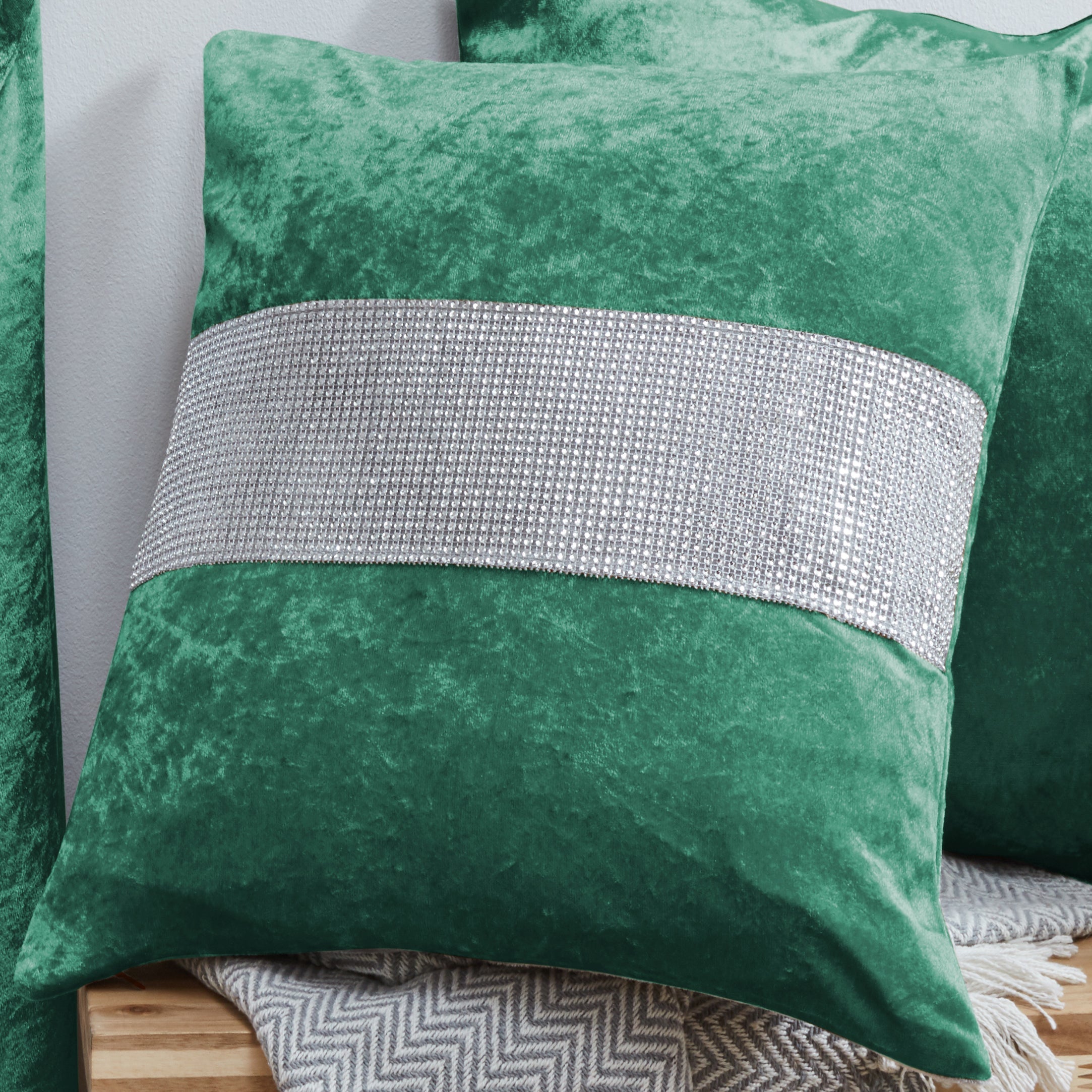 Crushed Velvet Diamante Cushion Covers 20 x 20"
