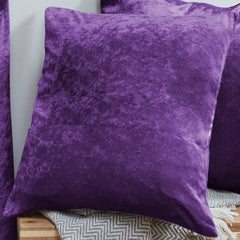 Crushed Velvet Fully Lined Ready Made Eyelet Curtains (Aubergine)