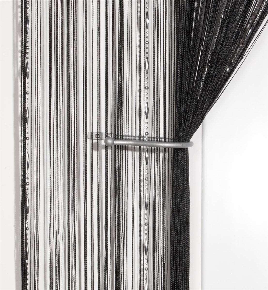 Dew Drop Beaded Chain String Curtain Panel (Black)