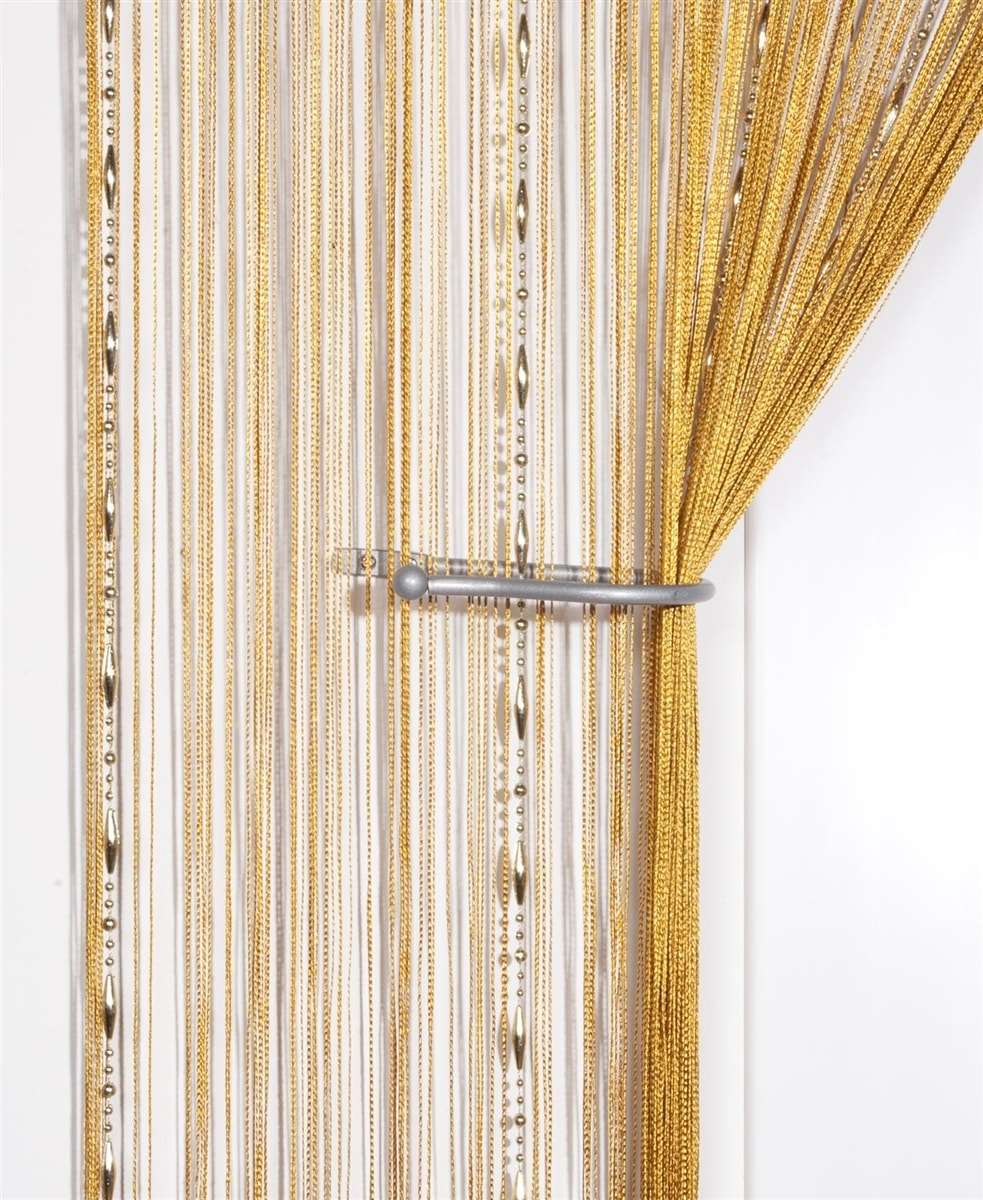 Dew Drop Beaded Chain String Curtain Panel (Gold)