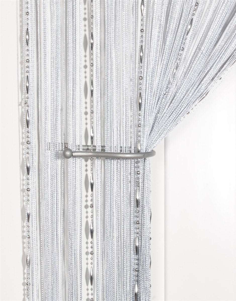Dew Drop Beaded Chain String Curtain Panel (Silver)