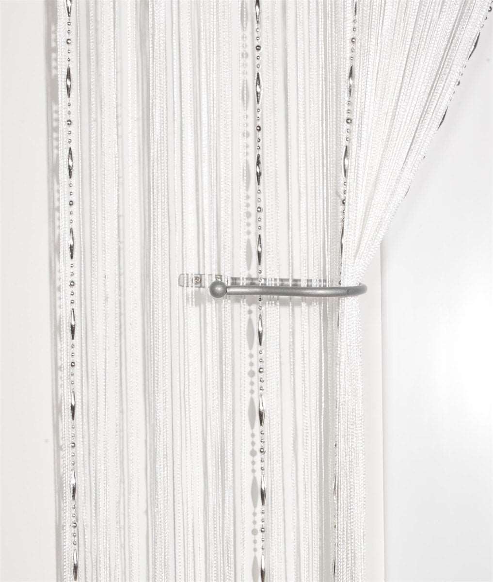 Dew Drop Beaded Chain String Curtain Panel (White)
