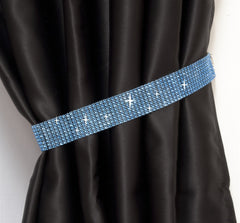 Pair Of Diamante Crystal Tie Backs (Blue)