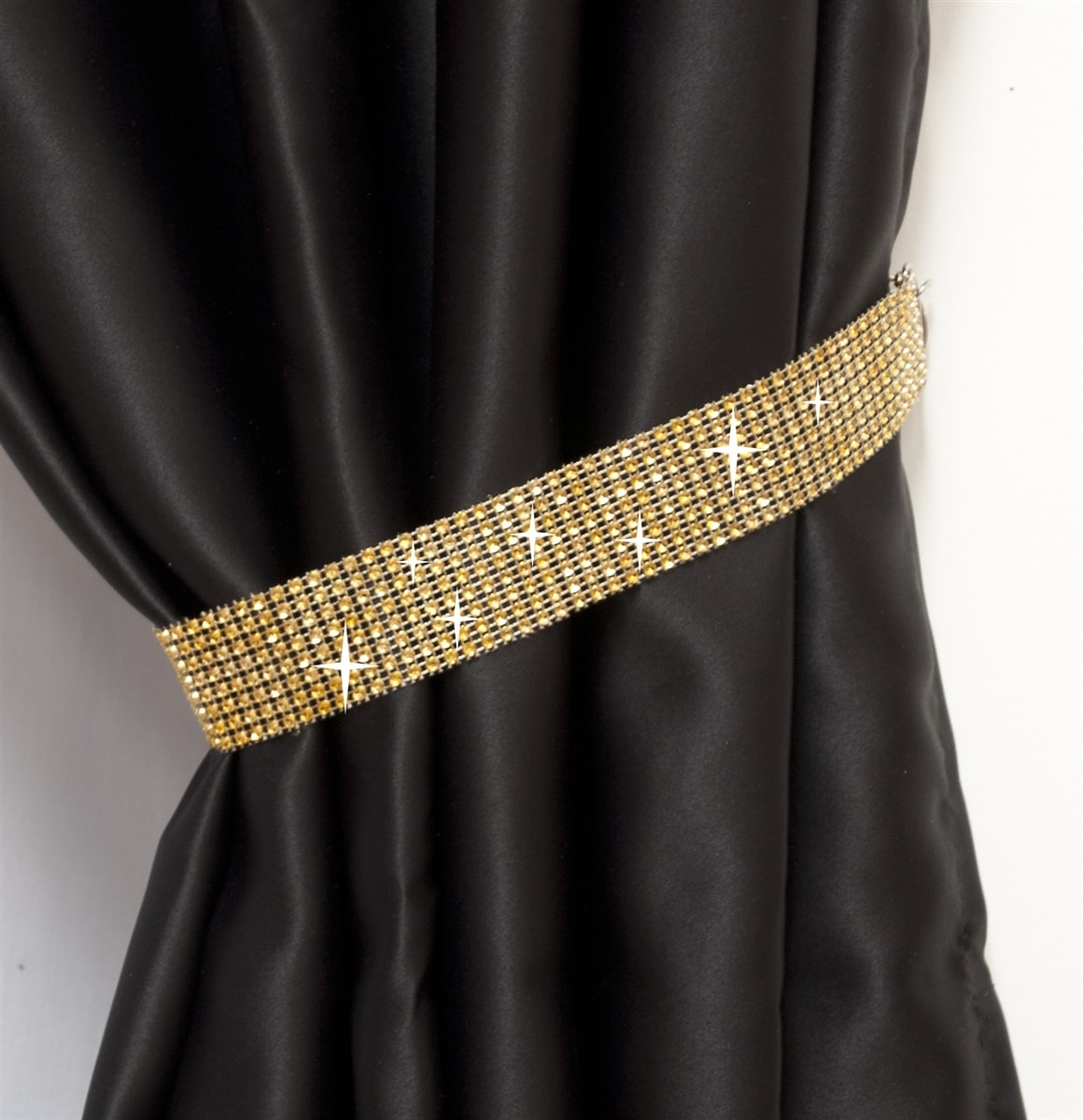 Pair Of Diamante Crystal Tie Backs (Gold)