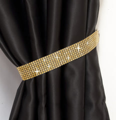 Pair Of Diamante Crystal Tie Backs (Gold)
