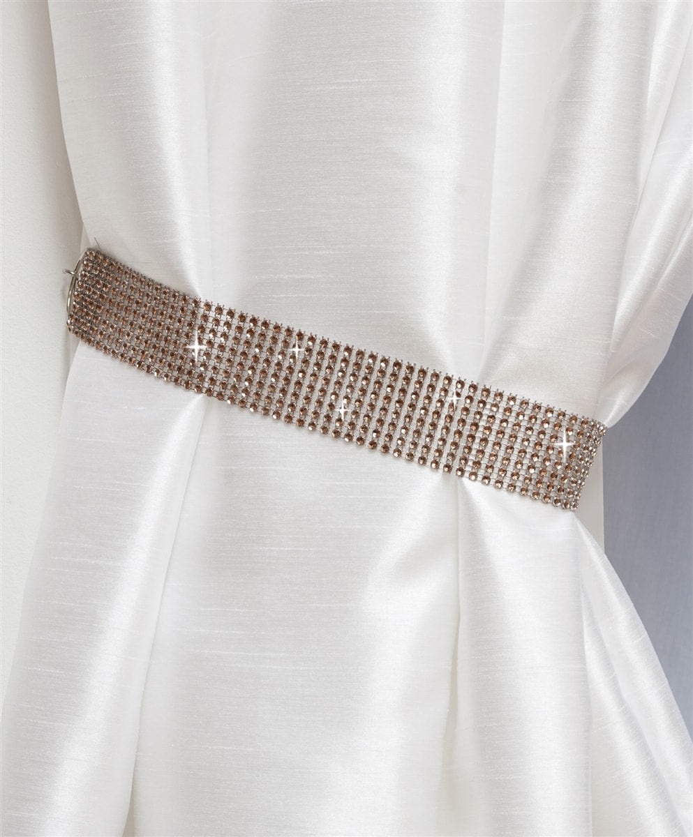 Pair Of Diamante Crystal Tie Backs (Latte)