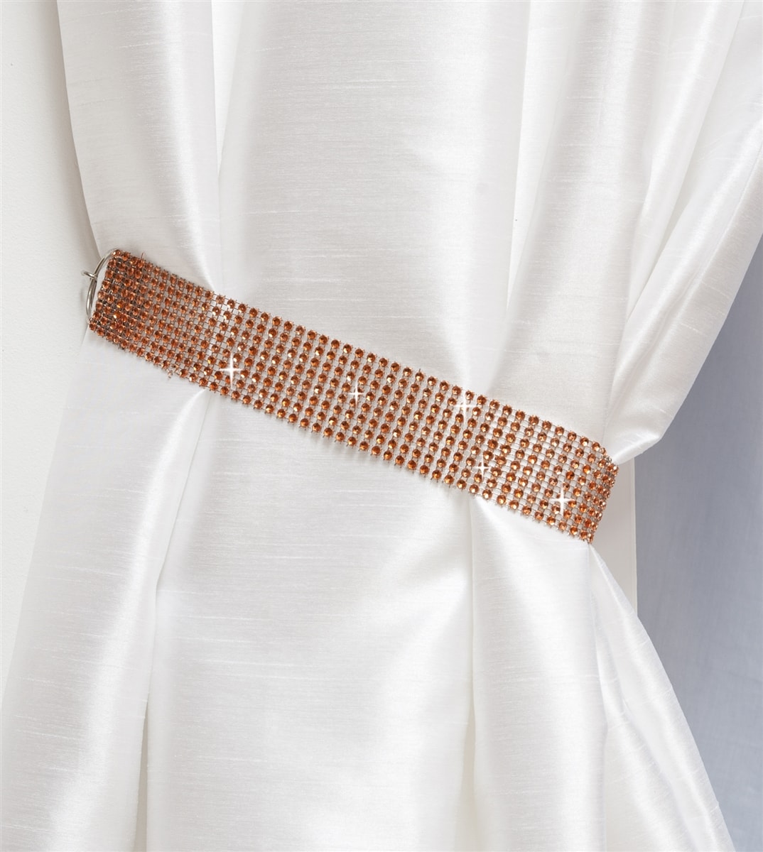 Pair Of Diamante Crystal Tie Backs (Orange)