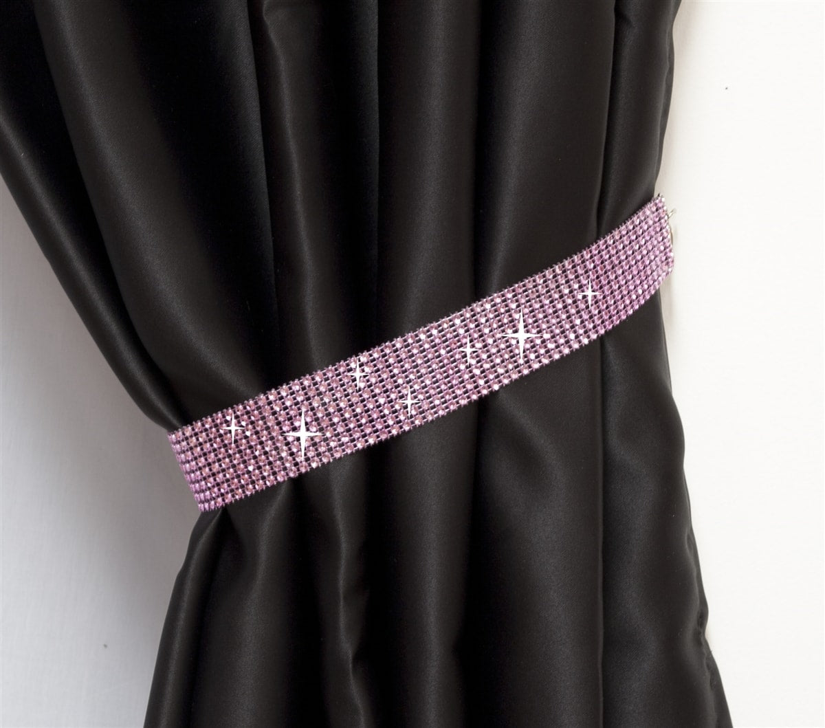 Pair Of Diamante Crystal Tie Backs (Pink)
