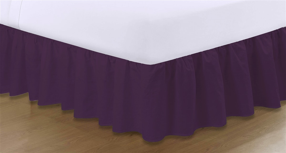Plain Frilled Valance Sheets - Aubergine
