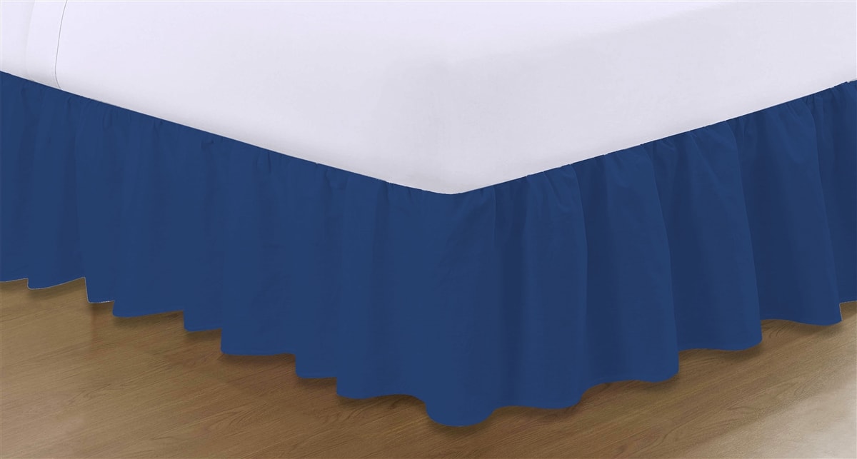 Plain Frilled Valance Sheets - Blue