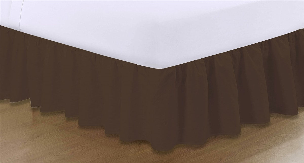 Plain Frilled Valance Sheets - Chocolate