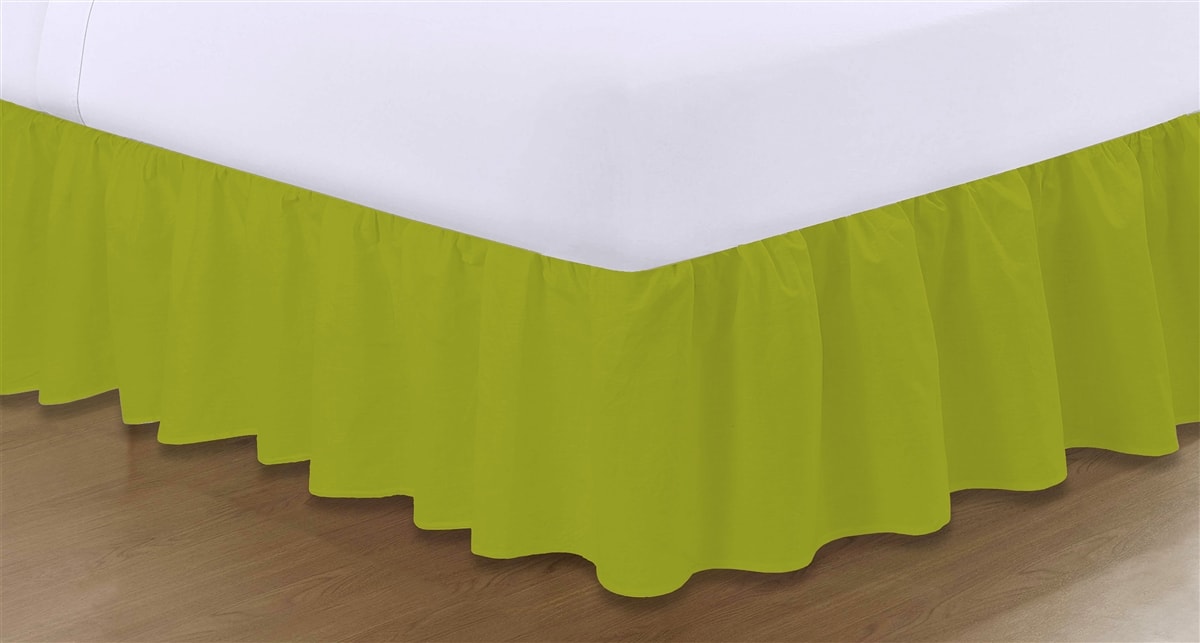 Plain Frilled Valance Sheets - Lime