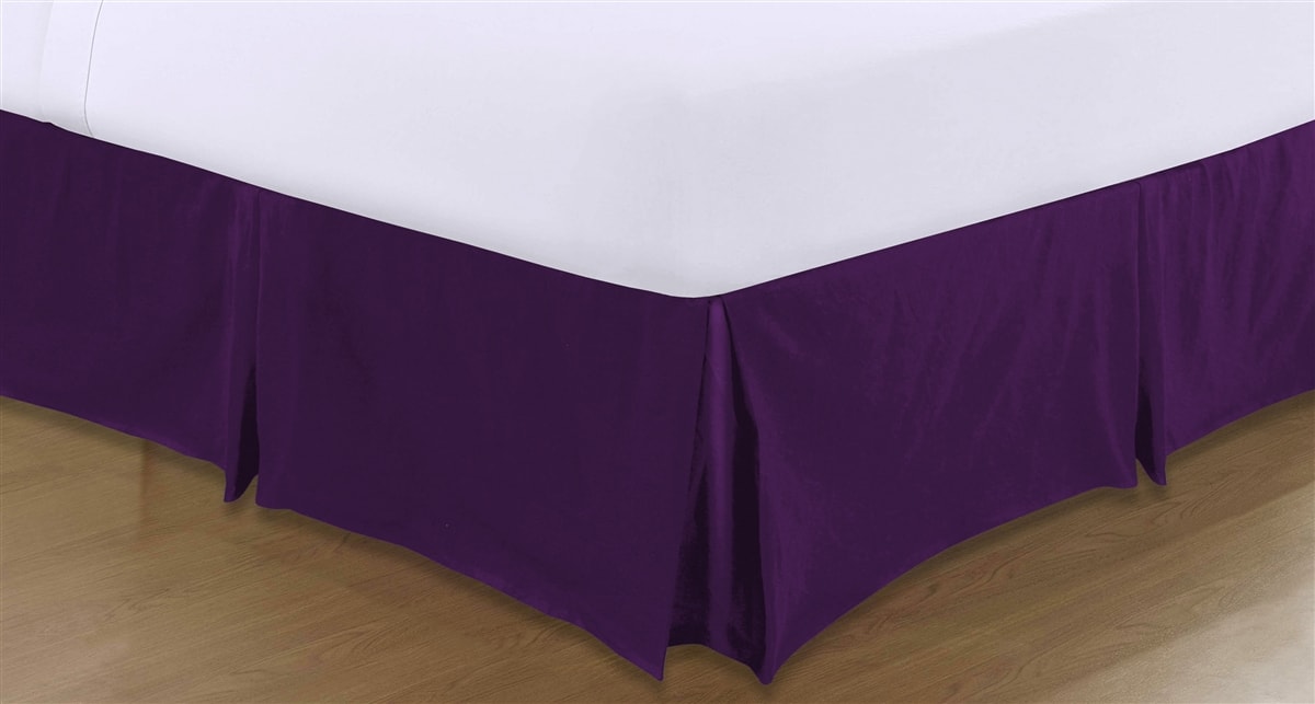 Plain Pleated Valance Sheets - Aubergine