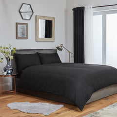 Plain Duvet Cover Bedding Set With Pillowcase (Black)