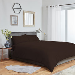 Plain Duvet Cover Bedding Set With Pillowcase (Chocolate)