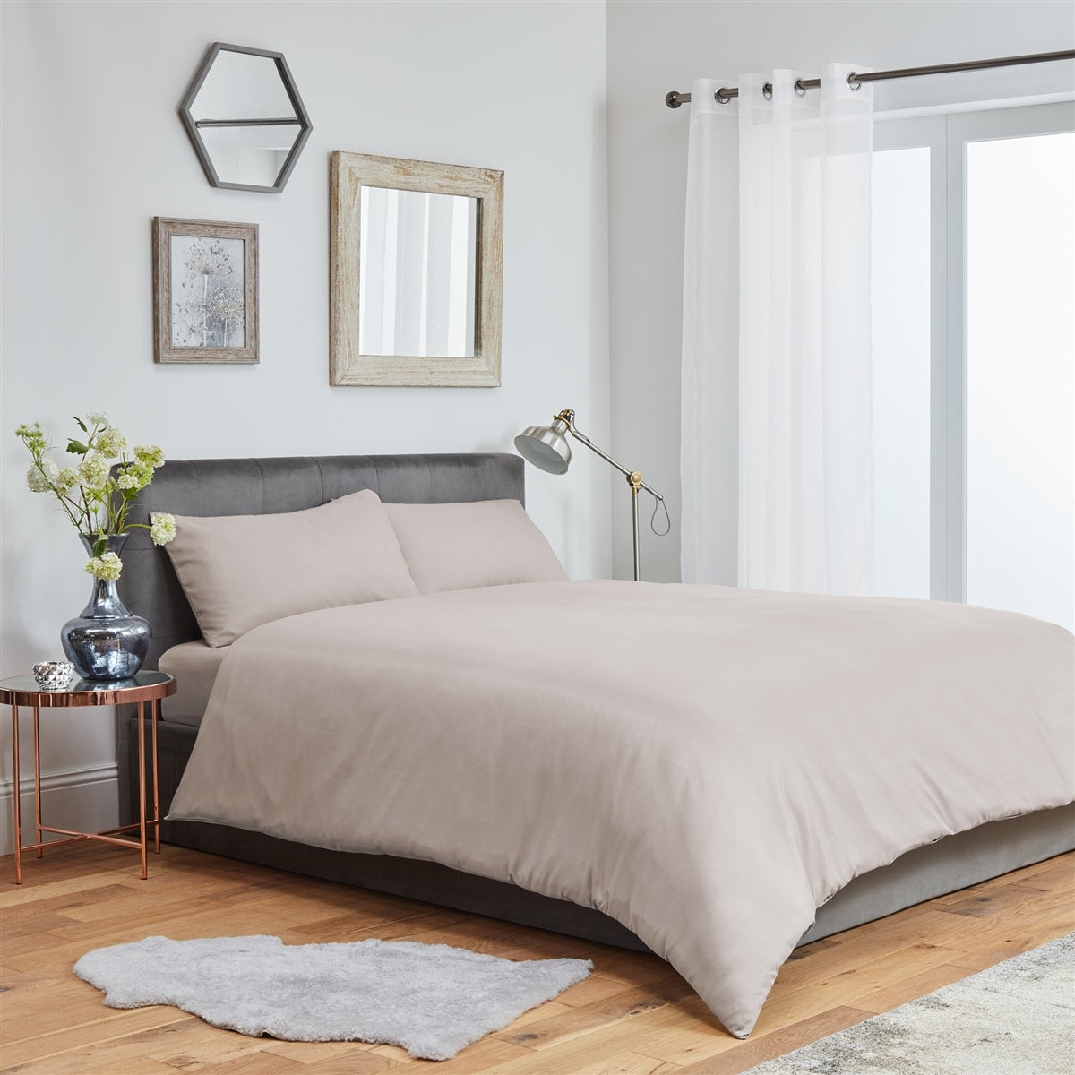 Plain Duvet Cover Bedding Set With Pillowcase (Mink Stone)