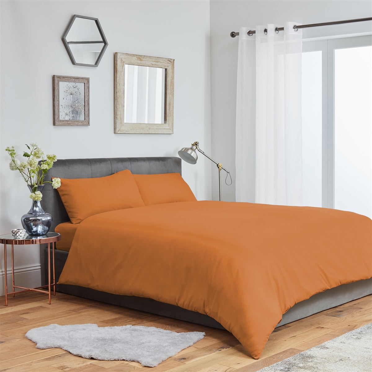 Plain Duvet Cover Bedding Set With Pillowcase (Orange)